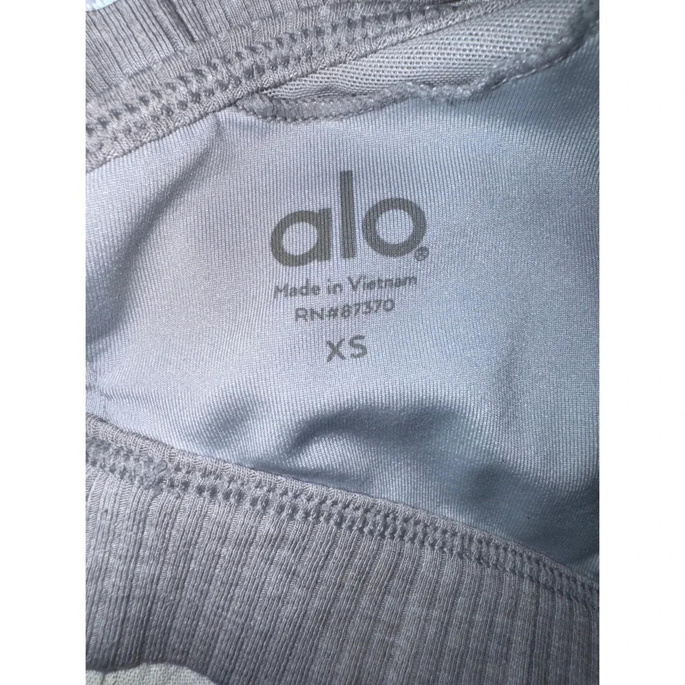 Alo gray blissful ribbed bralette scoop racerback‎ straps pullover women's XS